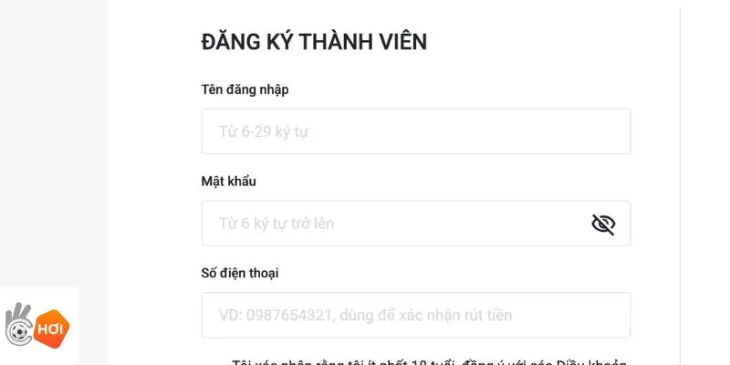 Thao tác đăng ký Okchoi đơn giản